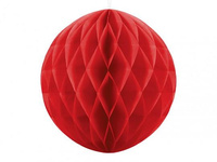 Kula bibułowa HONEYBOMB czerwony, 30 cm