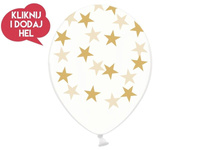 Balon lateksowy GWIAZDKI bezbarwny/złoty - 30 cm