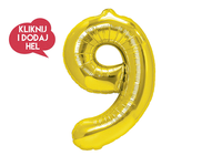 Balon foliowy Cyfra 9 złoty - 100 cm