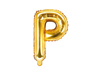 Balon foliowy Litera "P", złoty, 35 cm, 1 szt