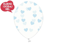 Balon lateksowy SERDUSZKA bezbarwny/niebieski - 30 cm