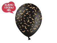 Balon lateksowy NIETOPERZE - HALLOWEEN, czarny/złoty - 30 cm