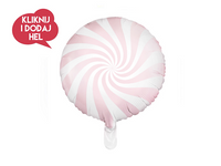Balon foliowy okrągły CUKIEREK, różowy/biały, 45 cm, 1 szt