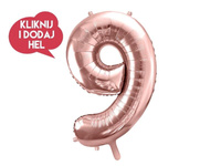 Balon foliowy Cyfra 9 rose gold - 100 cm