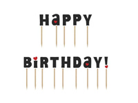 Toppery NAPIS HAPPY BIRTHDAY, czarny, 9,2 cm, 1 op/ 14 szt
