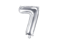 Balon foliowy Cyfra "7", srebrny, 35 cm, 1 szt