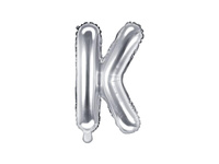 Balon foliowy Litera "K", srebrny, 35 cm, 1 szt