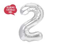 Balon foliowy Cyfra 2 srebrny - 100 cm
