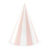 Czapeczki papierowe PASKI różowy, 16 cm, 1 op/ 6 szt