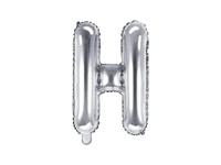 Balon foliowy Litera "H", srebrny, 35 cm, 1 szt