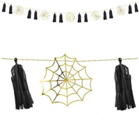 Girlanda papierowa PAJĘCZYNY-HALLOWEEN, złoty/czarny, 175 cm, 1 szt