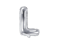 Balon foliowy Litera "L",  srebrny, 35 cm, 1 szt