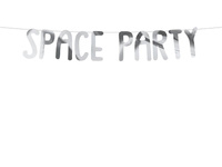 Girlanda/ Baner SPACE PARTY srebrny, 13 x 96 cm, 1 szt